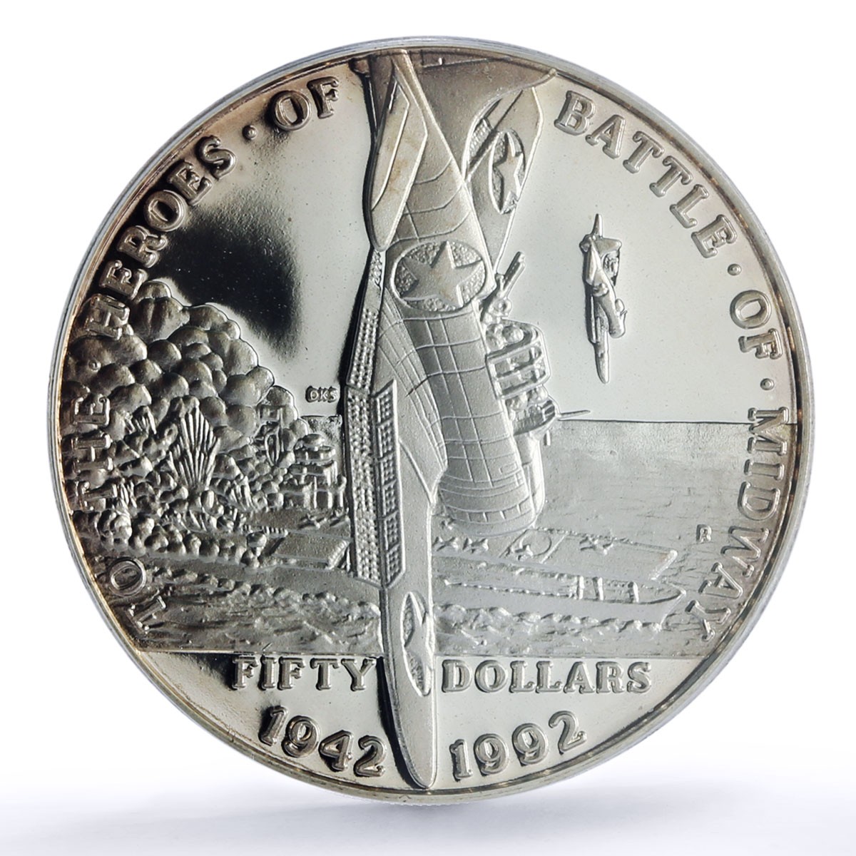 Marshall Islands 50 dollars Midway Battleship Planes PR 70 PCGS