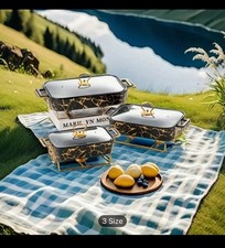 Ceramic Marble Chafing Dish Food Warmer  for party buffet with Stand