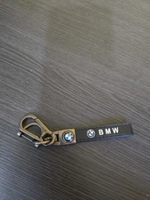 New Black Leather Car Keychain for BMW w/metal clasp Free Ship