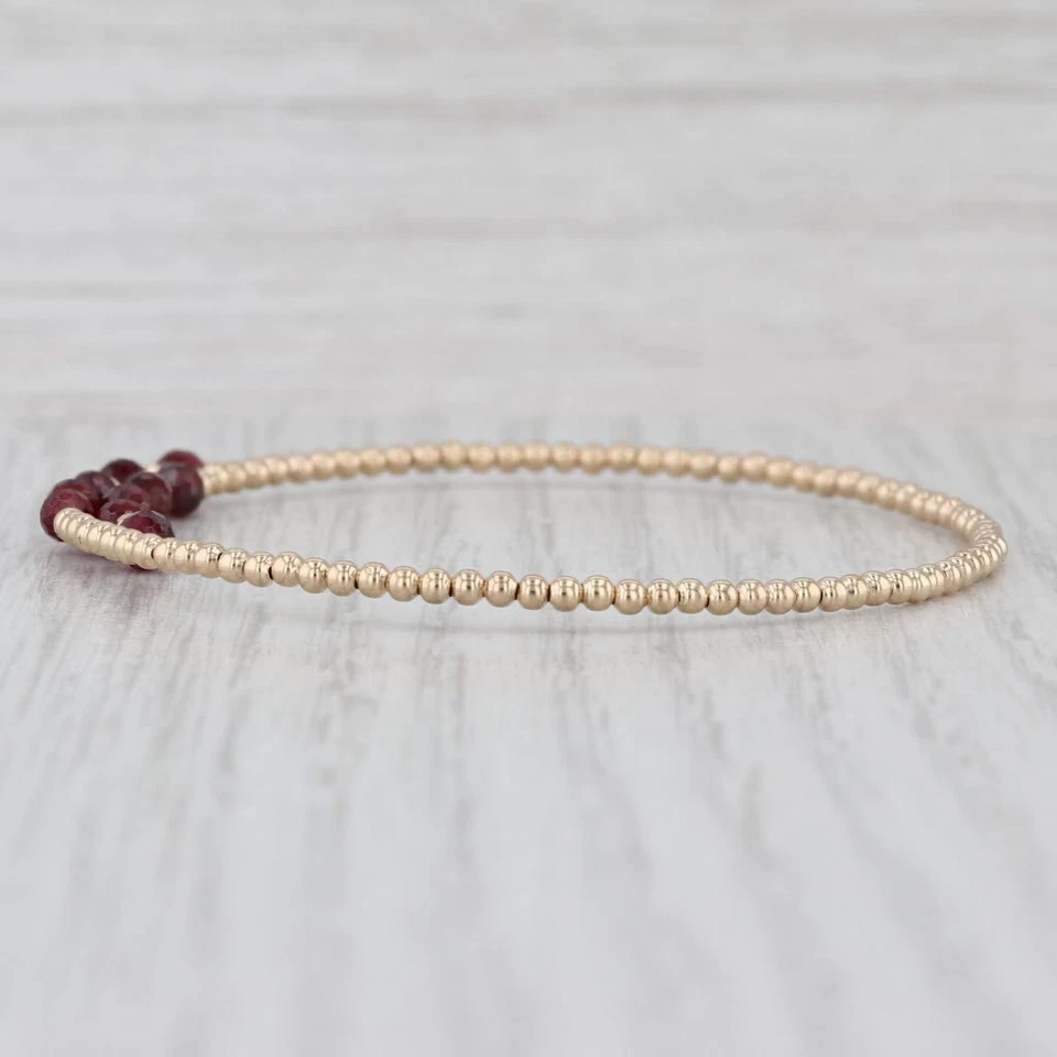 Brazalete Brazalete Bypass Granate Oro Amarillo 14k 6.5" Ajustable Foto 2 de 4