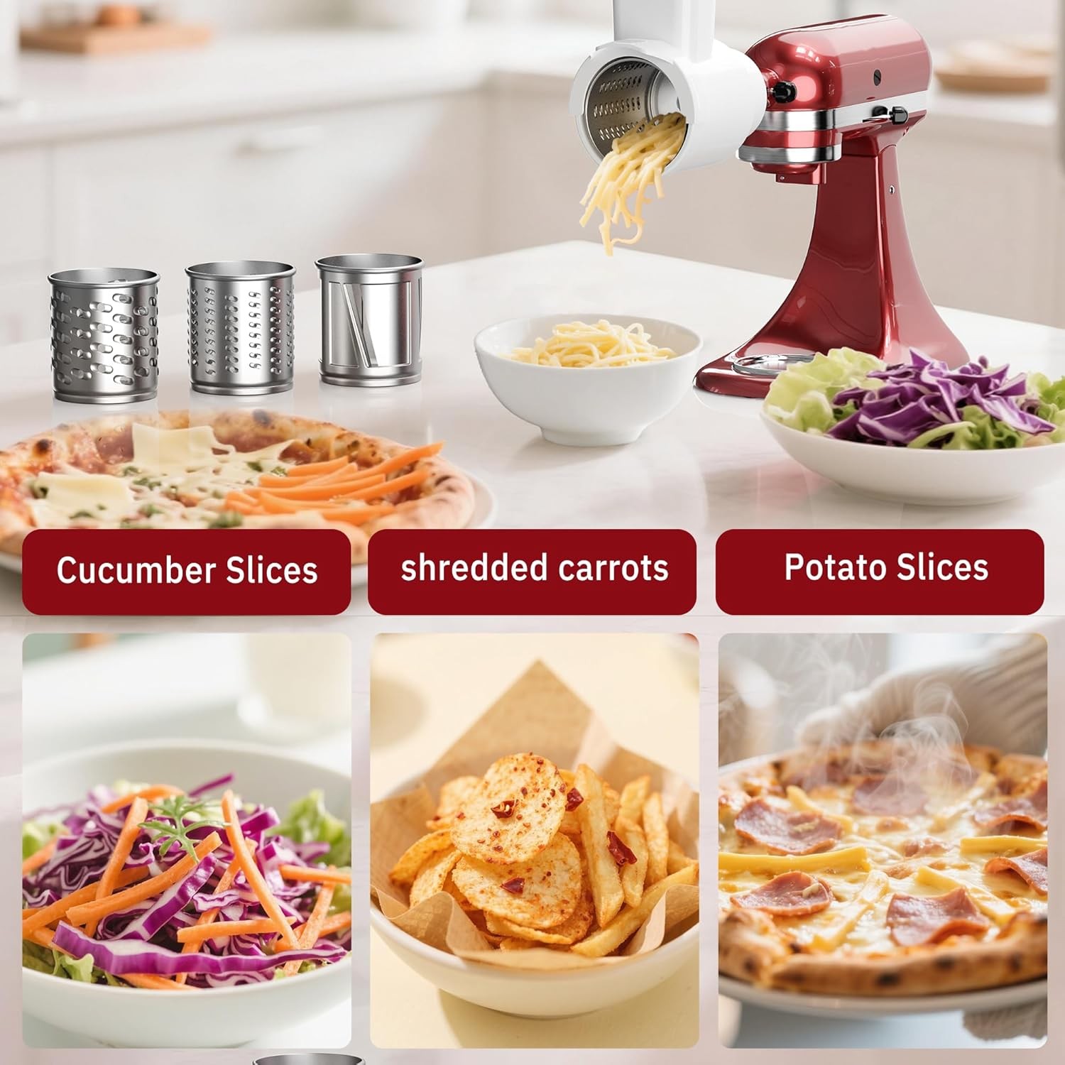 Slicer Shredder Attachment for KitchenAid Stand Mixer Cheese Grater Accessories