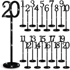 20 Pcs Glitter Table Numbers 1-20 Wooden Wedding Table Numbers for Wedding Re...
