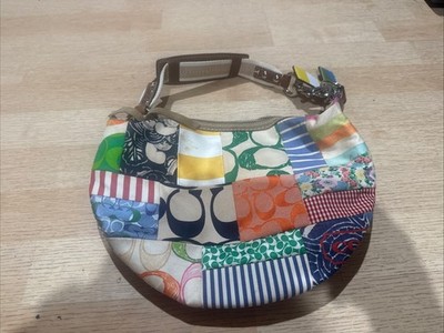 Y2K 2007 Coach Patchwork Scribble Signature C Hobo Shoulder Bag 