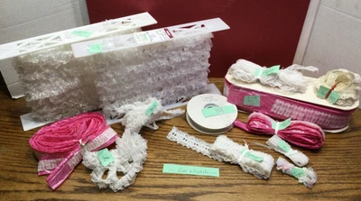 Lot of 63 yards Lace Trims some Remnants Various Lengths all White except one - Image 1 of 4