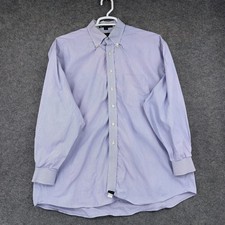 Tommy Hilfiger Button Down Shirt Mens 18 34/35 Blue Stripe Long Sleeve Preppy