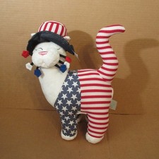 Vtg NOS WhimsiClay Whimsy Clay Amy Lacombe 14" YANKEE DOODLE KITTY Plush Stuffed