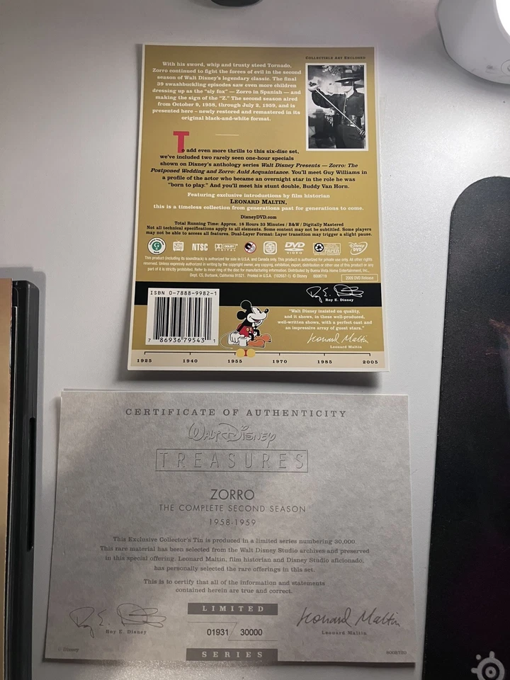 Walt Disney Treasures - Zorro The Complete Second Season Complete ( No PIN ) - Image 3 of 4