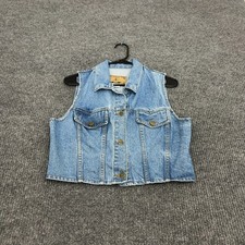 Vintage Weathervane Denim Vest Womens M Blue Cotton Cropped Button Up Retro