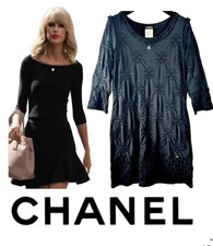 5K Chanel Vintage 2011 Black White CC Logo Knit Shirt Jacket Dress 36 38 4 6 S M
