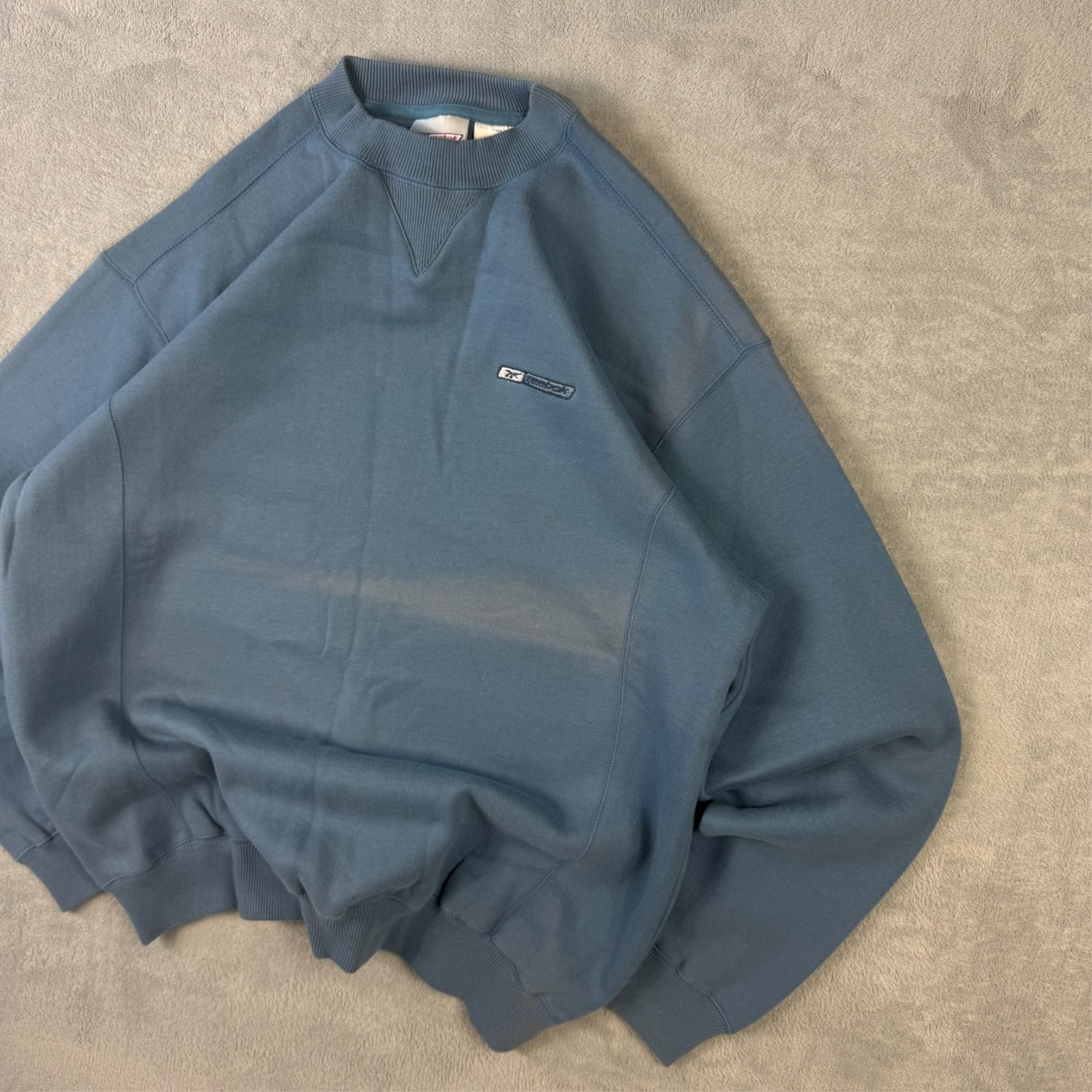 Vintage Reebok 2000's Y2K Blue Spellout Oversized Medium Pullover Sweatshirt image 4