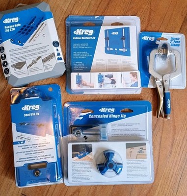 Kreg Pocket-Hole Jig 320 Bundle + Hinge + Shelf Pin + Hardware Jig NEW/Open Box
