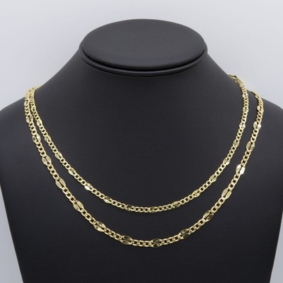 BAYAM 14K Gelbgold Fancy Figaro Kettenhalskette, Alle Größen
