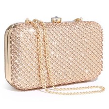 Womens Rhinestone Clutch Purse Sparkling Evening Bag with Crystal Clasp