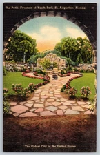 Vintage St. Augustine FL Fountain of Youth Park Linen Postcard Tichnor