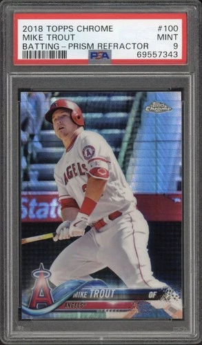 2018 Topps Chrome Mike Trout Prism Refractor #100 PSA 9 Mint Los Angeles Angels