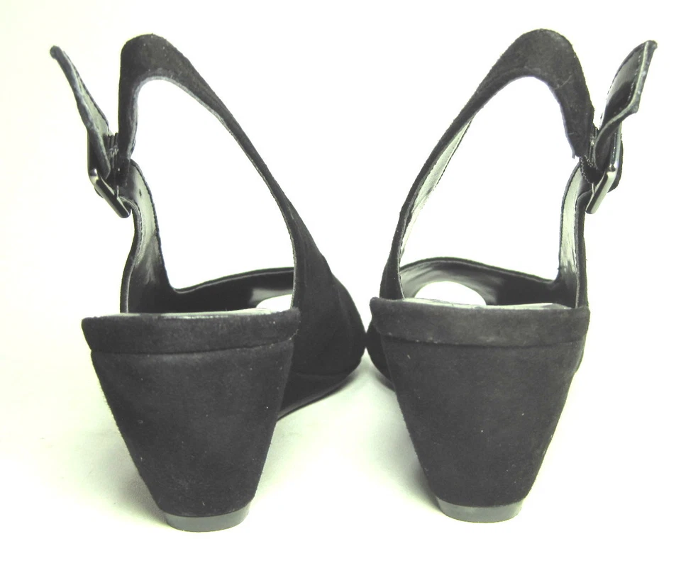 J. RENEE WOMEN'S MADISON PEEP-TOE WEDGE PUMPS BLACK SUEDE US SIZE 6 MEDIUM (B)M - Image 4 of 4
