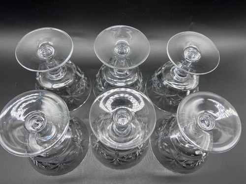 6 Webb Corbett 1950s WEC11 Clear Cut Glass Coupe Champagne Sherbert Set - Picture 3 of 11
