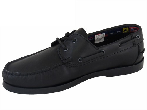 Damas Beppi Magníficos Cuero Barco Cubierta Zapatos Suela Antideslizante Negro UK2 EU35 - Imagen 2 de 4