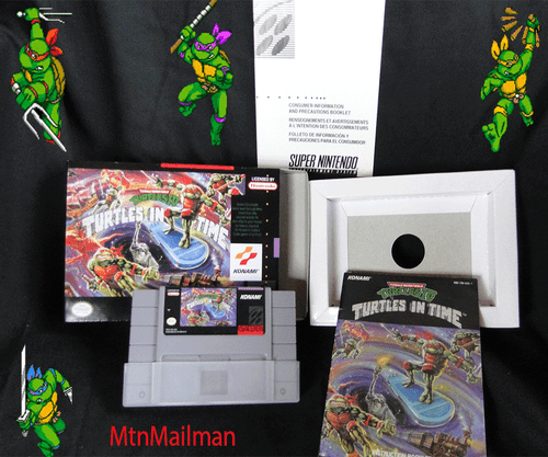 READ Fan Art Box TMNT IV 🐢Turtles in Time SNES CIB AUTHENTIC Cart-Man-Dust-Tray - Picture 1 of 15