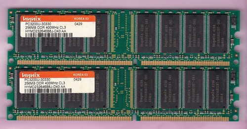 512MB 2x256MB DDR-400 HYNIX PC-3200 HYMD232646B8J-D43 AA Desktop Memory Kit DDR1 - Picture 3 of 5