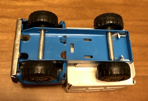 Camión de volteo de basura vintage Louis Marx Toys acero prensado azul blanco 1969 RARO - Imagen 22 de 23