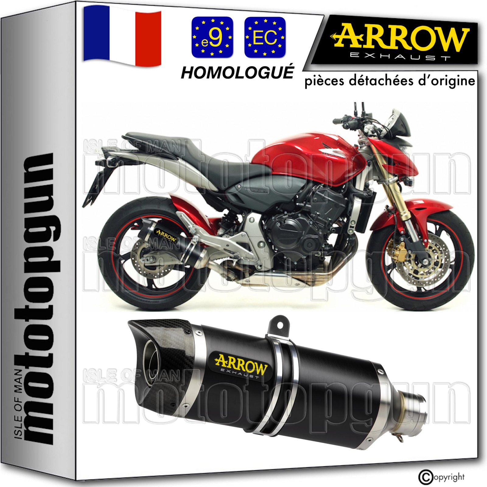 Pot d'échappement Arrow noir : roulez homologué et sans bruit excessif sur Hornet 2009