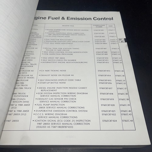 1987 Technical Bulletins Book for Nissan - Afbeelding 2 van 5