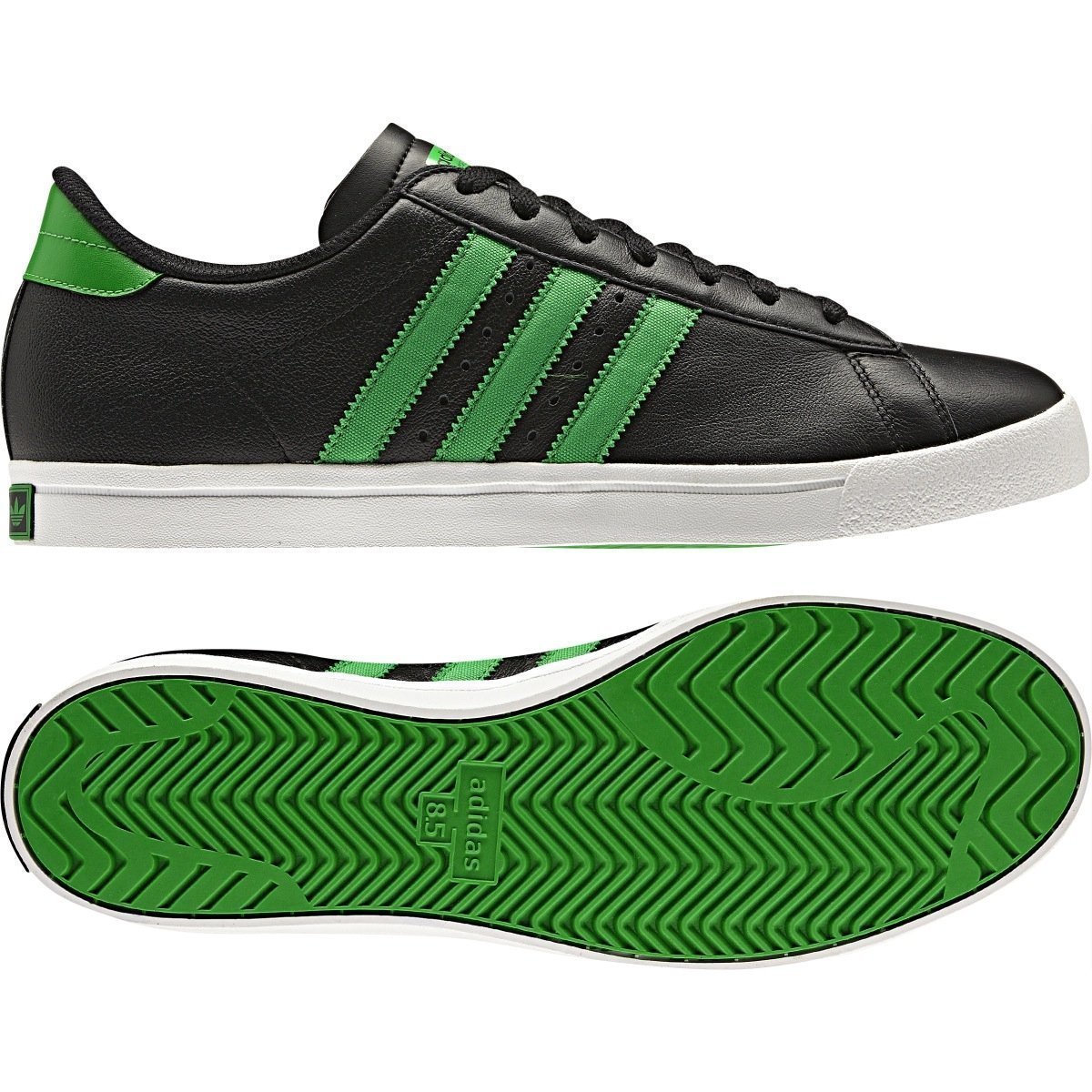 Adidas Greenstar Mens Casual Low Smooth Leather Lace Up Black Trainers G95596 Adidas Greenstar Mens Casual Low Smooth Leather Lace Up Black Trainers G95596