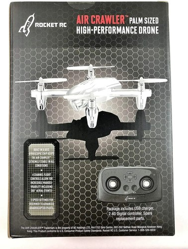 Rocket RC Air Crawler Palm Sized High Performance Stunt Drone Silver - NEW