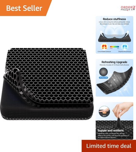 Gel Seat Cushion Honeycomb Design 18.9x17.7 Soft Breathable for Office Car