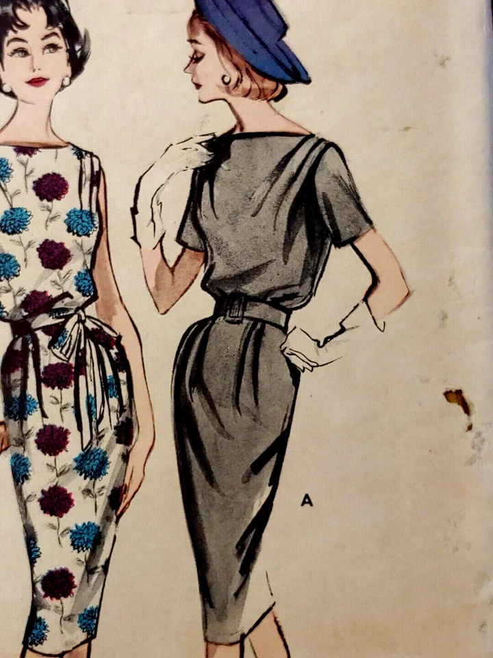 1960's Vtg Butterick #9003 Misses' Soft Shoulder Sheath Dress Belt Sz 12 Bust 32 - Image 3 of 4