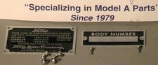 1928-1931 Model A Ford Firewall Patent Data Plate And Body Id Tag