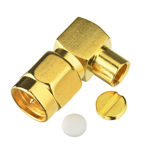 10x RF SMA Male Right Angle Solder Connector for 0.141" RG402 Semi-Rigid Cable - Picture 3 of 3