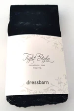 Dressbarn Control Top Tights in Black with pattern  Size XL NIP