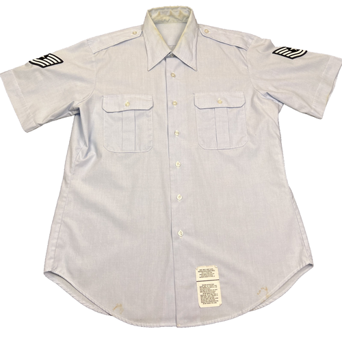 United States Air Force Uniform Hemd Herren Large Blau Kurzarm Knopfleiste Oberteil