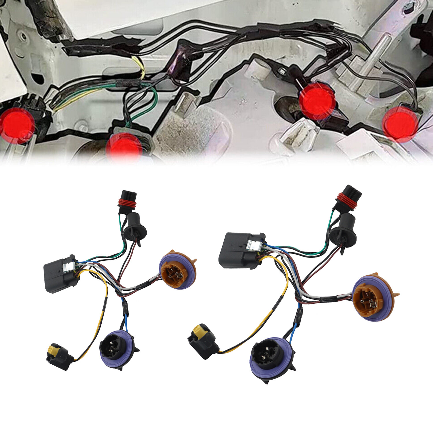 2pcs Headlight Socket Wiring Harness Front Right / Left For Chevy Tahoe ...