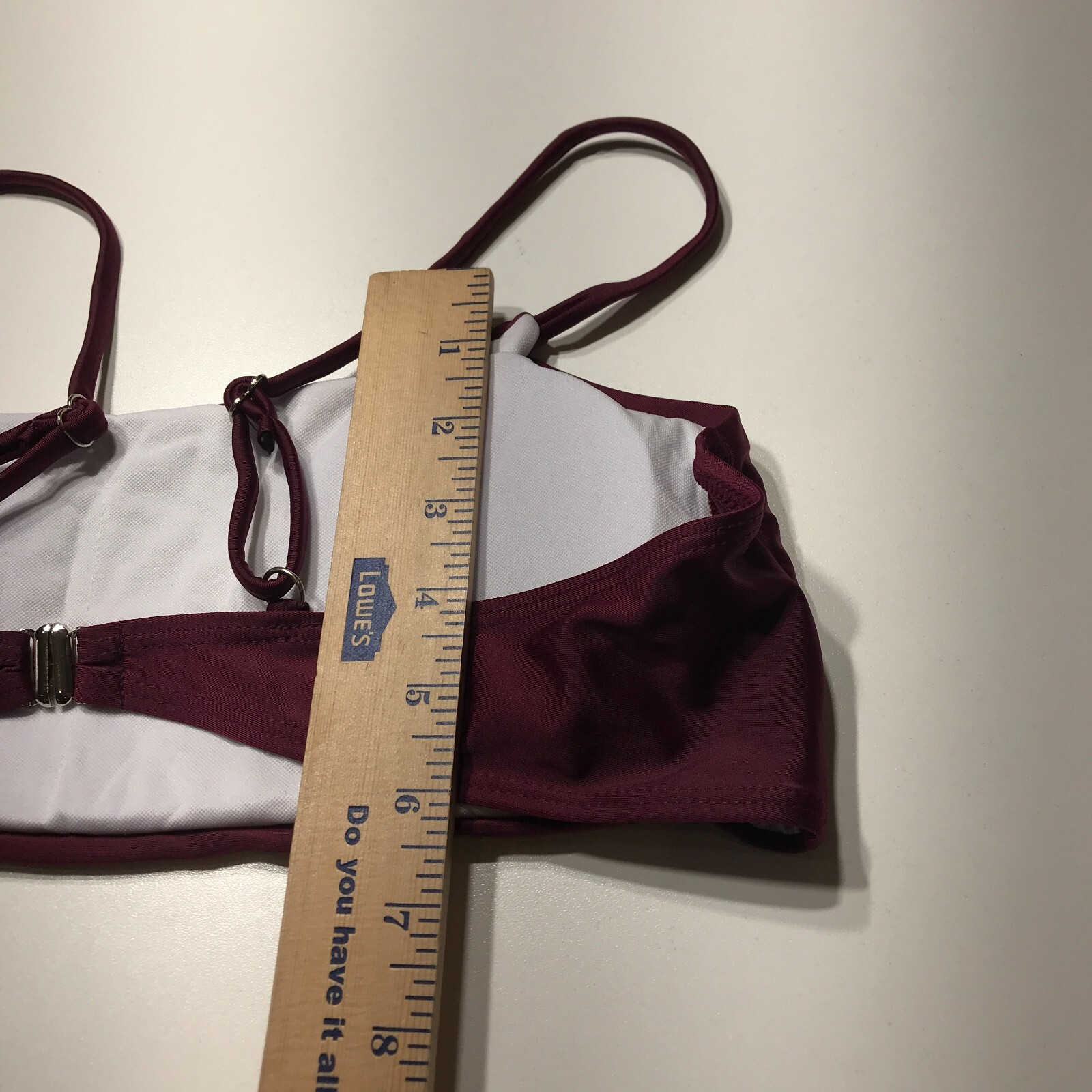 Solid Maroon Burgundy Spaghetti Strap Lined Padde… - image 10