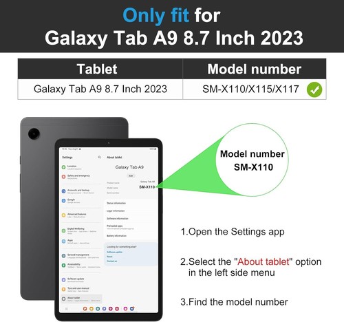 For Samsung Galaxy Tab A9 Case 8.7-inch Tablet X110/X115/X117/Glass Screen Cover - Picture 2 of 31