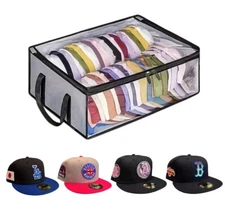 Hat Storage Dust Bag Baseball Hat Cap Organizer Clear Rack Zipper Gray