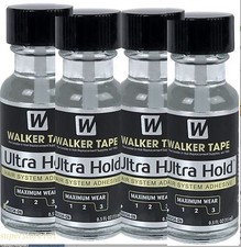 WALKER Ultra Hold Glue 4X Bottles 0.5 oz Adhesive/Brush on Glue Lace wig Toupee.