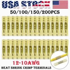 200/100PCS Yellow 12-10 AWG Heat Shrink Crimp Terminals Wire Butt Connectors Kit