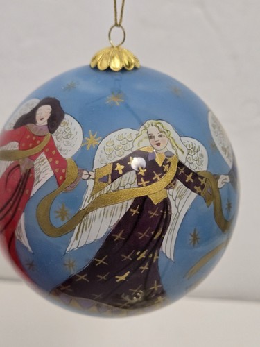 Vintage Li Bien Glass Ball Christmas Ornament Angels 2001 Red Box & Card Large - Picture 7 of 11