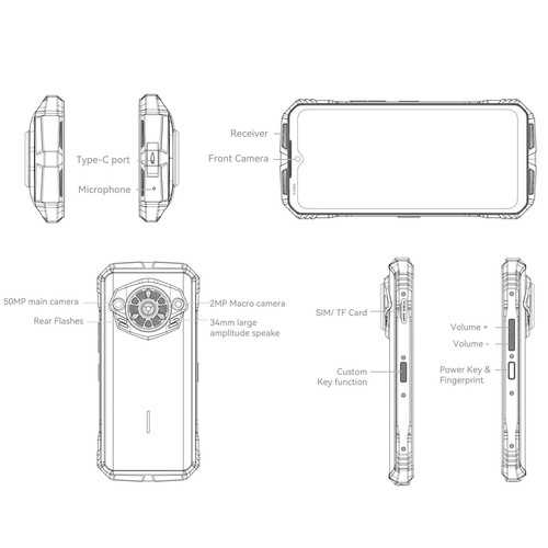 DOOGEE S Punk IP68 Phone LED Light 256GB 34mm Large Amplitude Speaker Android 14 - 第 6/20 張圖片