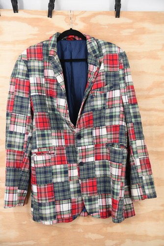 Linea Uomo Patchwork Plaid Sport Coat Blazer Mens Size 46R - Picture 11 of 12
