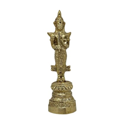 Guardian Deity Holding Sword Blessing Phra Siam Deva Brass Idol Statue