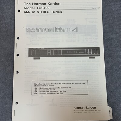 Harman Kardon TU9400Tech Manual [Original w/Schematics, Diagrams, Part List]