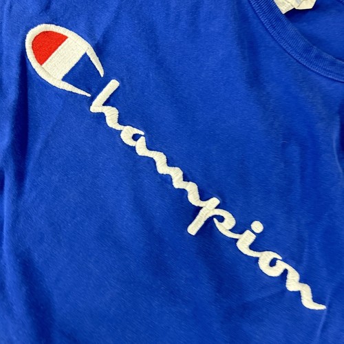 Vintage Champion T-Shirt Herren XL blau Rundhalsausschnitt Logo bestickt - Bild 4 von 10
