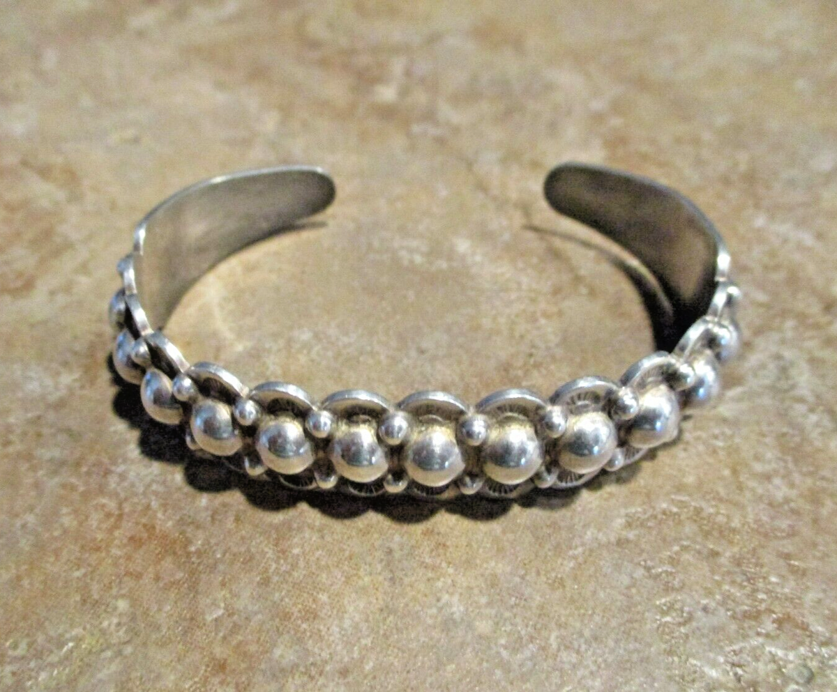 SUBSTANTIAL Old 1940's / 50's Navajo Sterling Silver DOME DESIGN