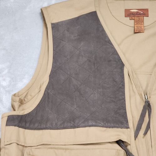 Bob Timberlake Vest Mens Extra Large Brown Leather Pad Game Pocket Hunting - Picture 3 of 14