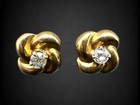 Cut Diamond Conversion Love Knot Earrings Victorian 14kt Gold 1/4 Ct European